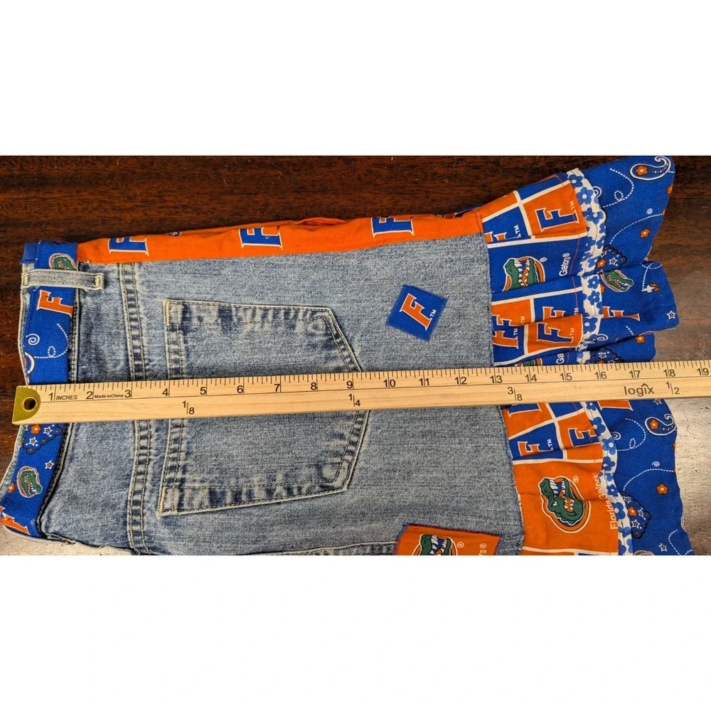 Handmade Florida Gators Upcycled Denim Patchwork Waist Apron Blue Orange NCAA